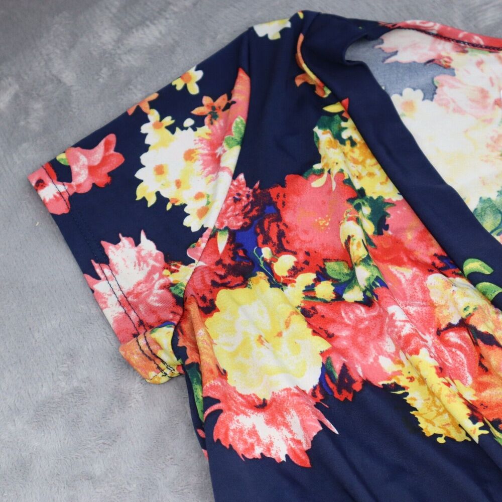 Wanna B Dress Womens L Multicolor Short Sleeve Floral Print Maxi Pullover - Picture 9 of 16